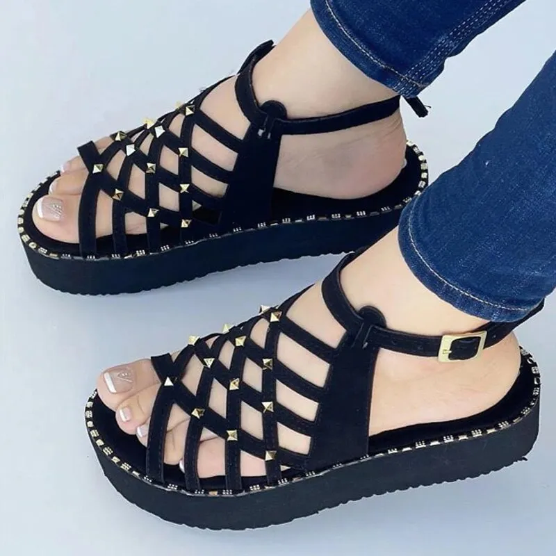 Purpdrank - Women Sandals Low Heels Sandals For Summer Shoes Women Elegant Flat Sandalias Mujer Platform Shoes Gladiator Summer Sandals