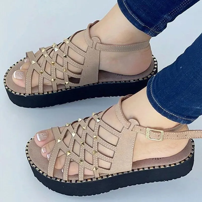 Purpdrank - Women Sandals Low Heels Sandals For Summer Shoes Women Elegant Flat Sandalias Mujer Platform Shoes Gladiator Summer Sandals