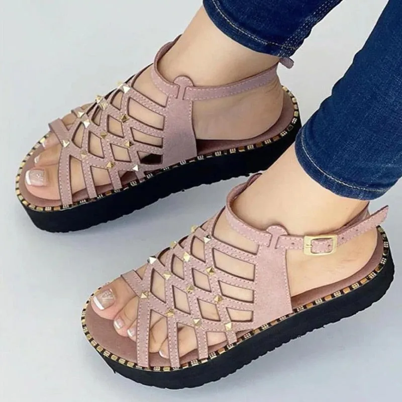 Purpdrank - Women Sandals Low Heels Sandals For Summer Shoes Women Elegant Flat Sandalias Mujer Platform Shoes Gladiator Summer Sandals