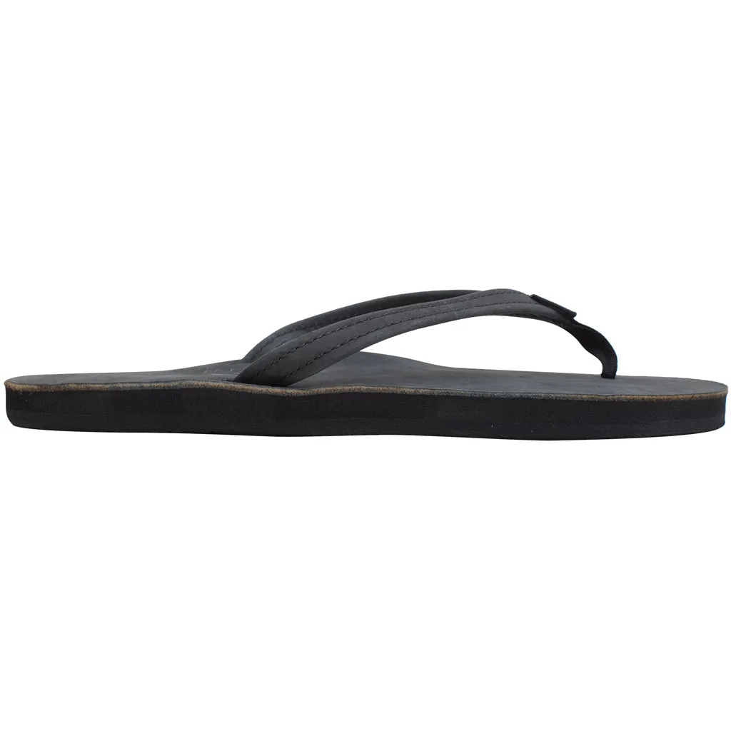 Rainbow Sandals Womens Premier/Classsic Leather Single Layer With Arch Narrow Strap - Black