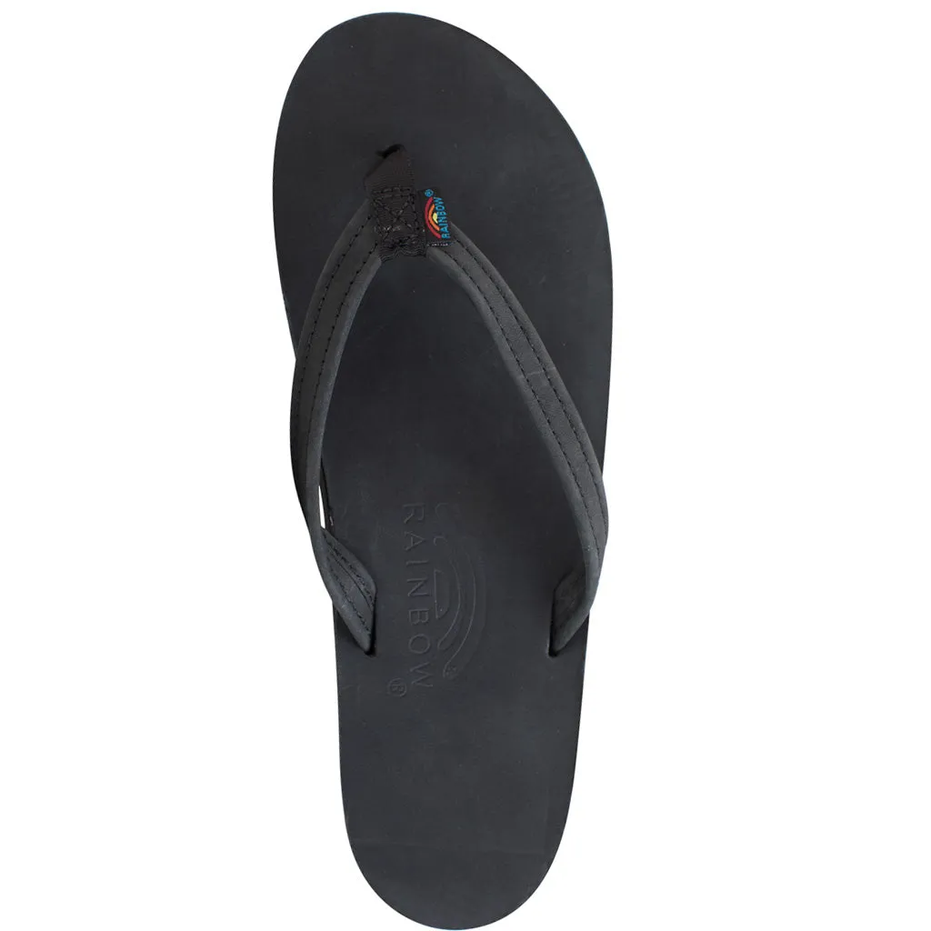 Rainbow Sandals Womens Premier/Classsic Leather Single Layer With Arch Narrow Strap - Black