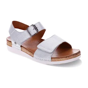 Revere Georgia Women's 3 Strap Adjustable Sandals In White Linen