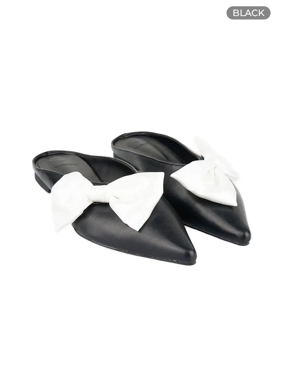 Ribbon Faux Leather Flats OL416