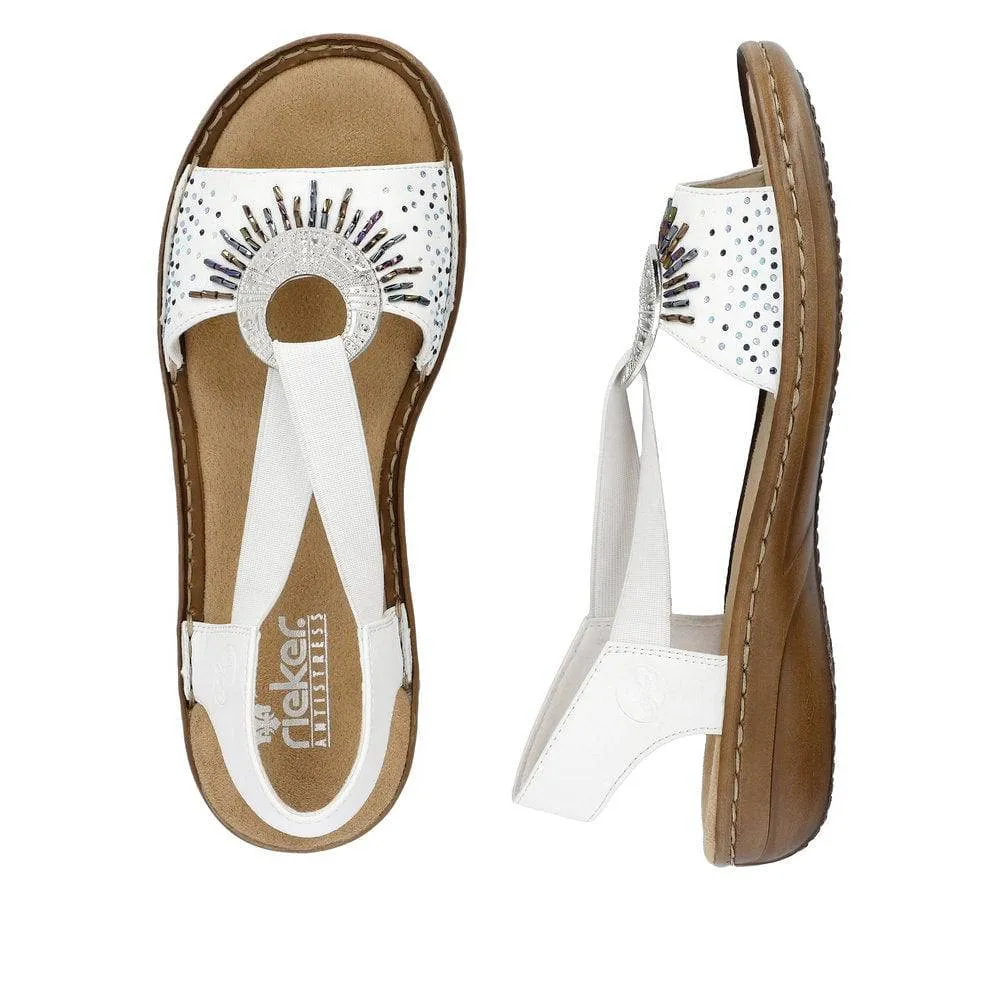 Rieker 60880-80 Ladies White Slip On Sandals