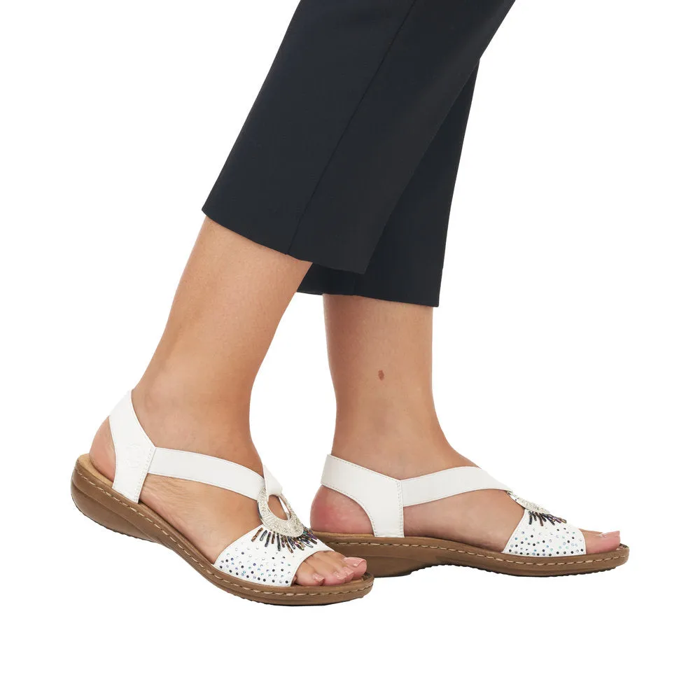 Rieker 60880-80 Ladies White Slip On Sandals