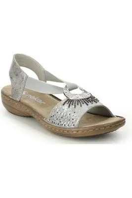 Rieker 60880-90 ladies sandals in Metallic