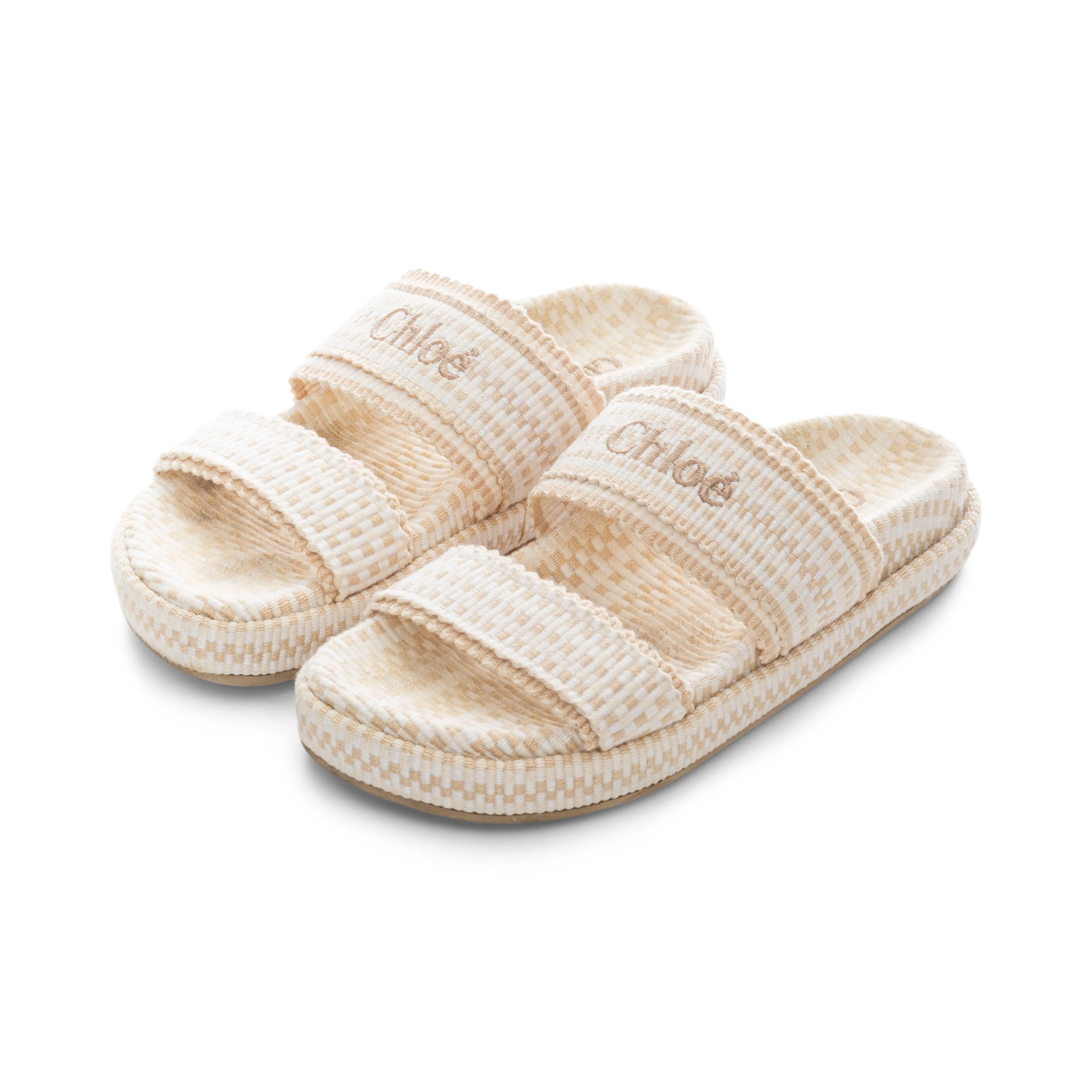 Rori Ivory and Beige Cotton Sandals 36