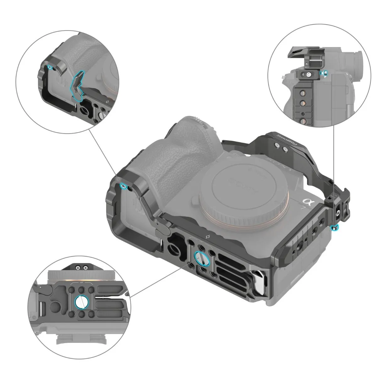 SmallRig HawkLock Quick Release Advanced Cage Kit for Sony Alpha 7R V / Alpha 7 IV / Alpha 7S III 4539