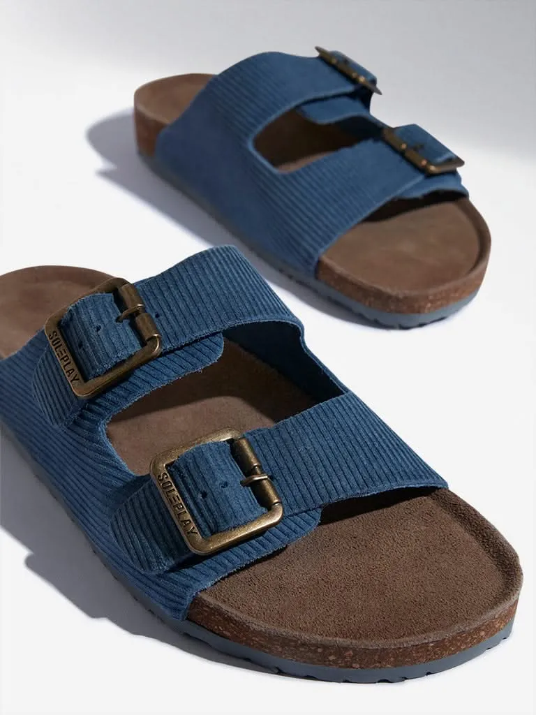 SOLEPLAY Blue Dual-Strap Leather Sandals