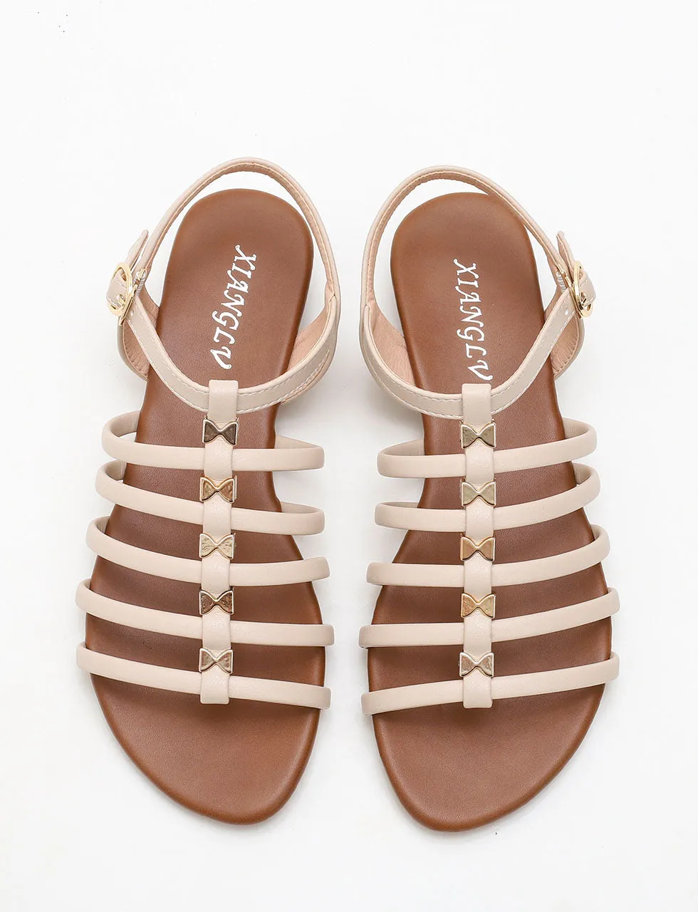 Solid Color Front Strap Roman Sandals Boho Flat Sandals for Women