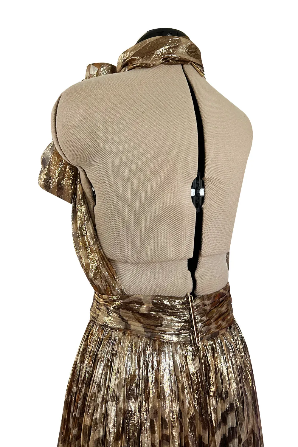 Spring 2012 Salvatore Ferragamo Runway Metallic Gold Silk Chiffon Animal Print Dress