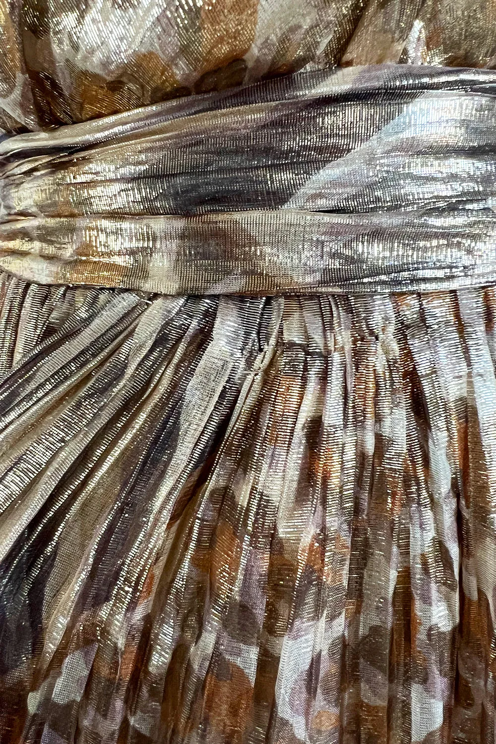 Spring 2012 Salvatore Ferragamo Runway Metallic Gold Silk Chiffon Animal Print Dress