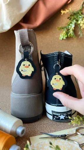 Stabby Duck Shoe Accessory | Embroidered Pull Loop Boot Charm, Shoe Charm, High Top Sneaker Clip or Boot Clip