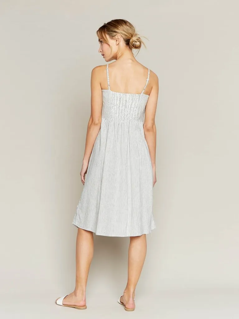 Sunday Brunch Dress in Ivory with Navy Stripes