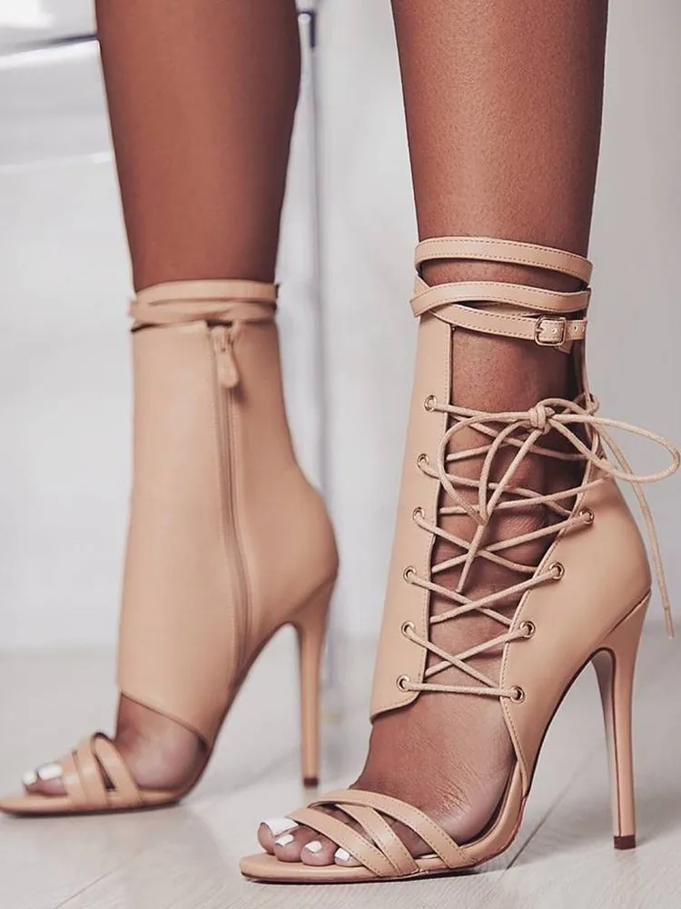 Thin High Heel Strappy Roman Sandals