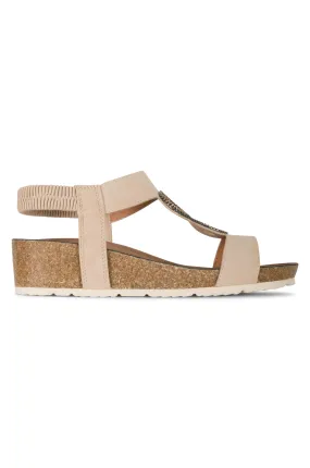 Wedge heel & Beaded Sandal | BEIGE | BARWELL AB