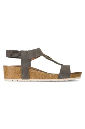 Wedge heel & Beaded Sandal | GREY | BARWELL AB