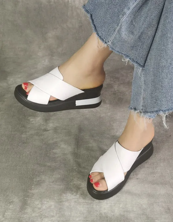 Women's Cross Strap Wedge Slipper