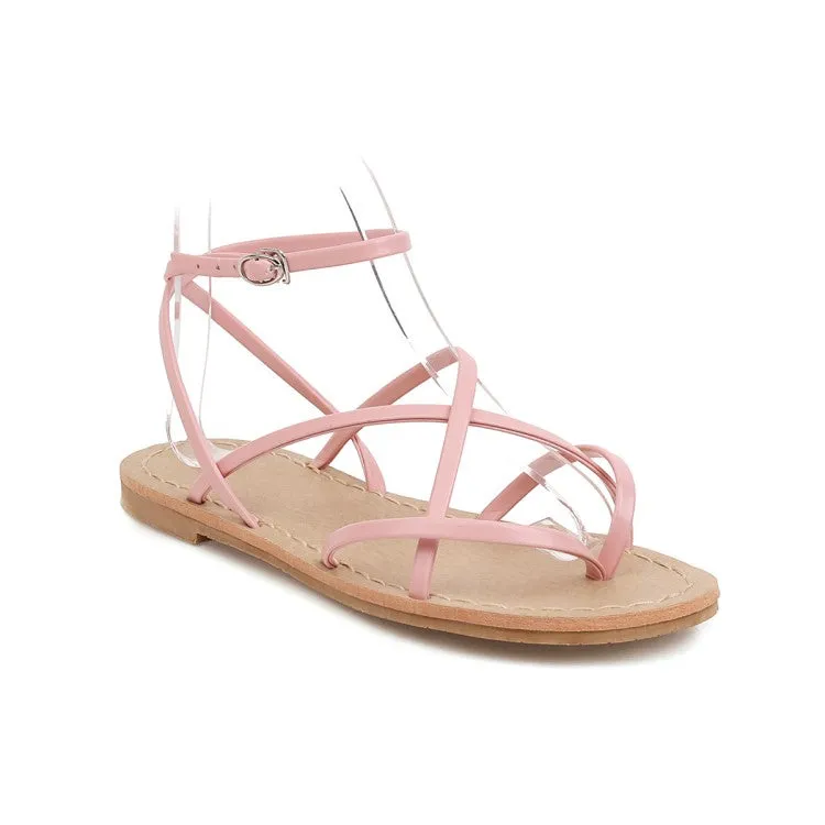 Women's's Flip Flops Round Toe Ankle Strap Flat Sandals