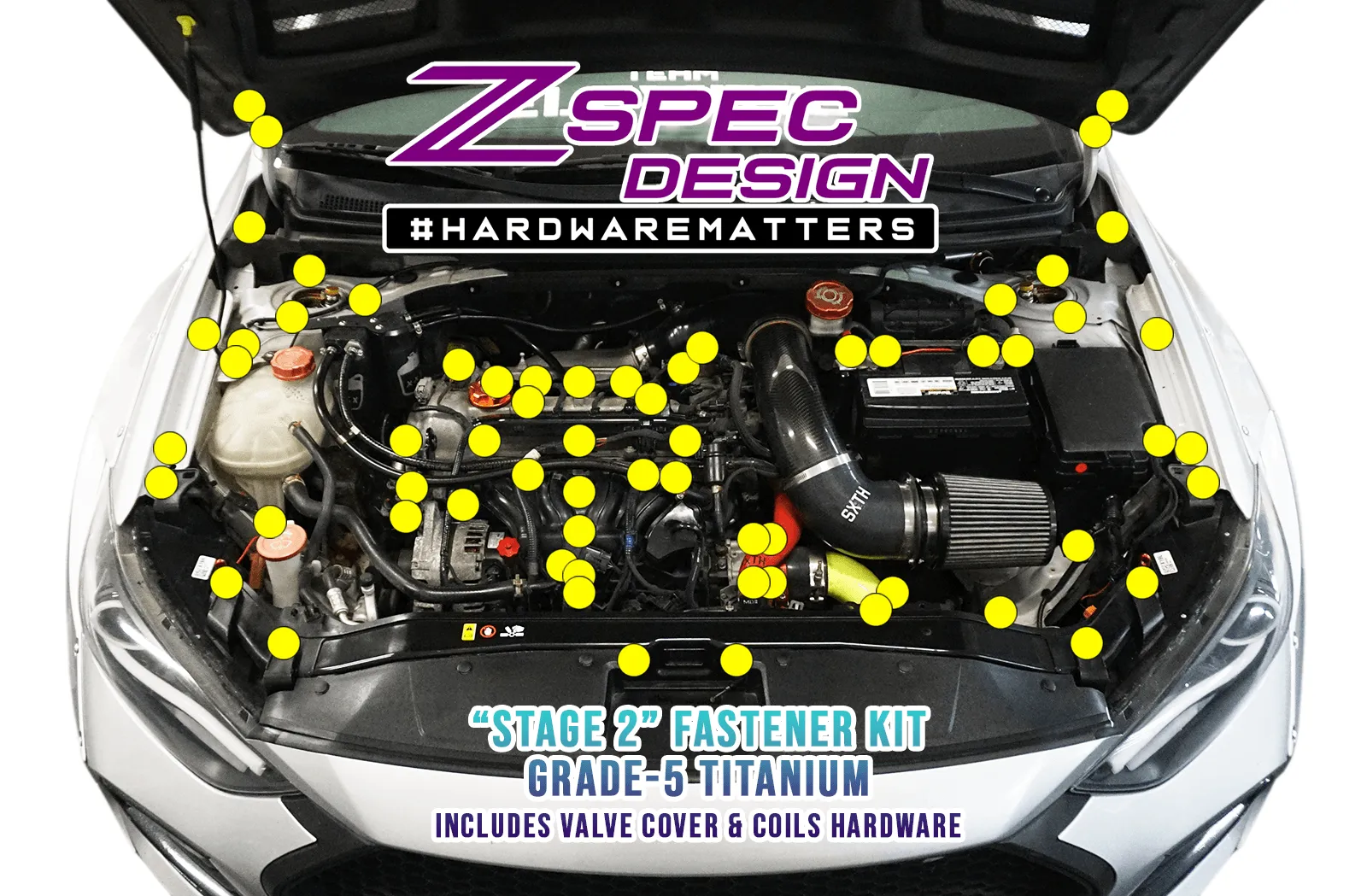 ZSPEC "Stage 2" Dress Up Bolts® Fastener Kit for '17-18 Hyundai Elantra, Titanium