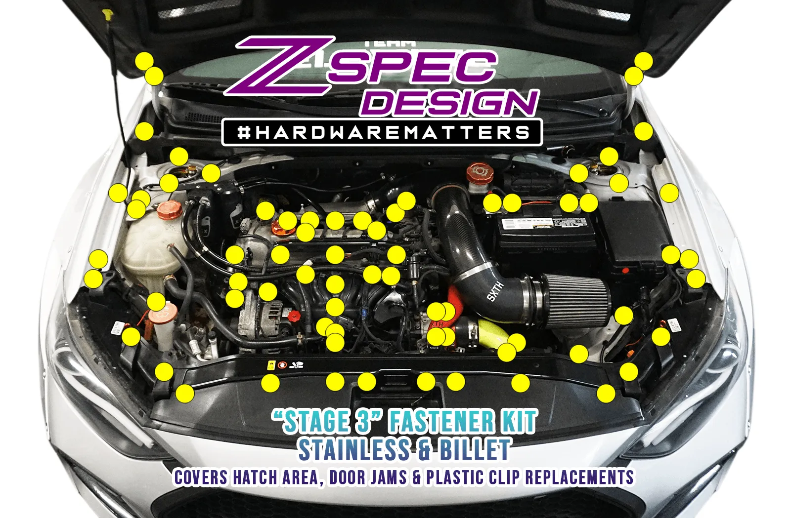 ZSPEC "Stage 3" Dress Up Bolts® Fastener Kit for '17-18 Hyundai Elantra, Titanium