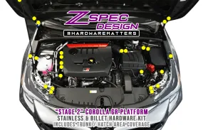 ZSPEC Stage-2 Dress Up Bolts® Fastener Kit for the GR Corolla, Stainless & Billet Hardware